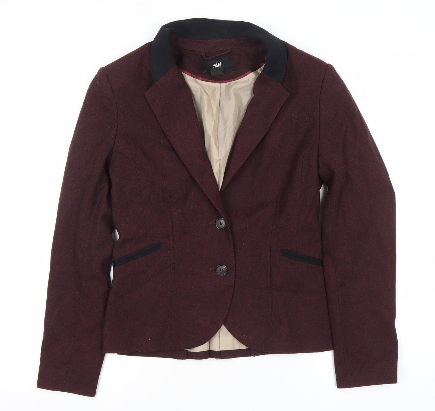 H&M Womens Red Slim Fit Blazer Jacket Size 10 Workwear Business