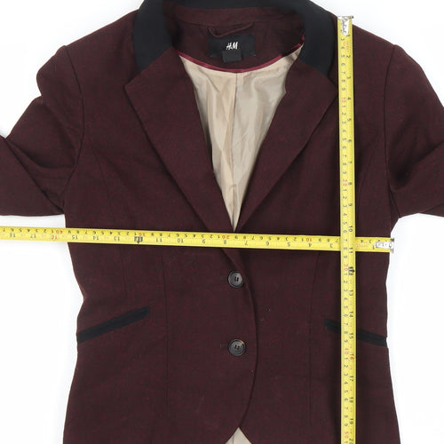 H&M Womens Red Slim Fit Blazer Jacket Size 10 Workwear Business