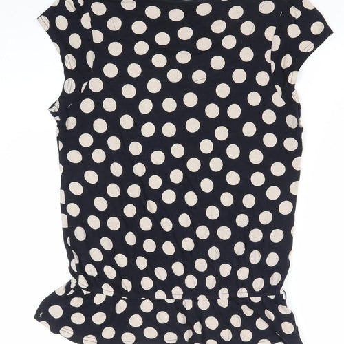 Next Women’s Black Polka Dot Ruffle Peplum Blouse Size 12