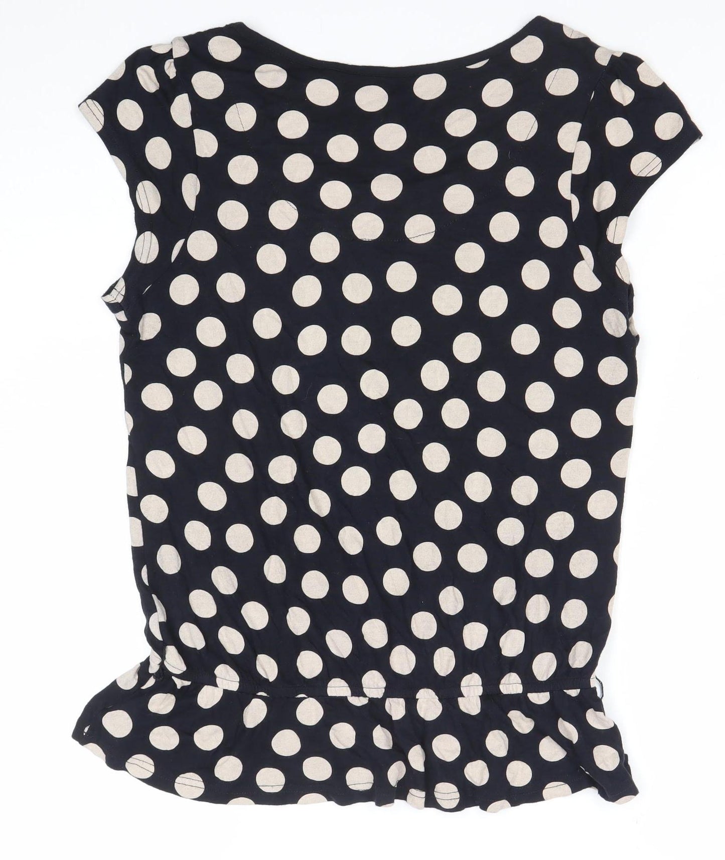 Next Women’s Black Polka Dot Ruffle Peplum Blouse Size 12