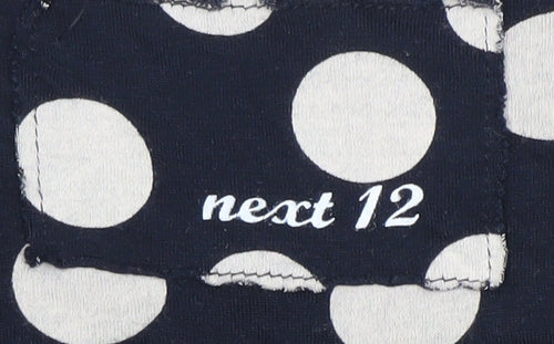 Next Women’s Black Polka Dot Ruffle Peplum Blouse Size 12