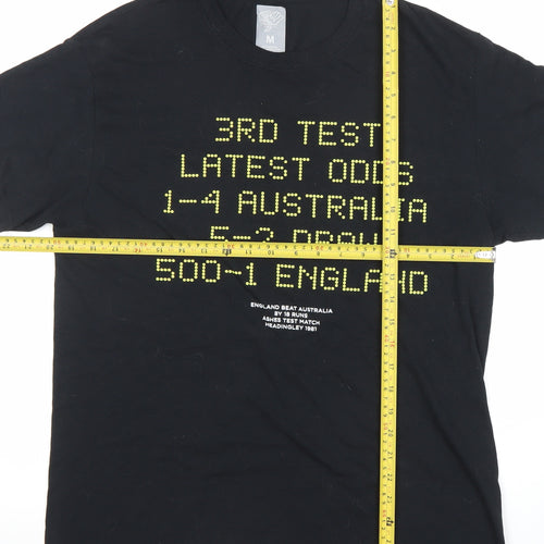 Men’s Black Sports Graphic T-Shirt Cotton Regular Fit M