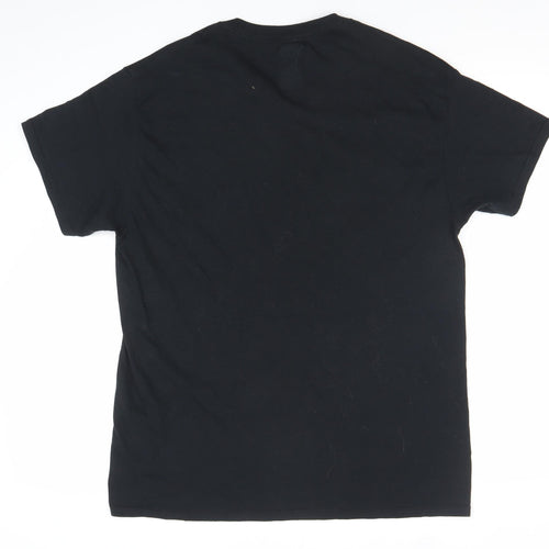 Men’s Black Sports Graphic T-Shirt Cotton Regular Fit M