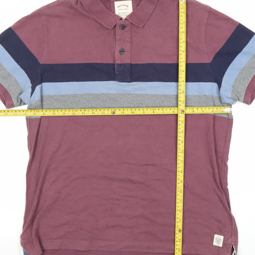 Fat Face Men's Purple Striped Polo Shirt L Regular Fit Cotton