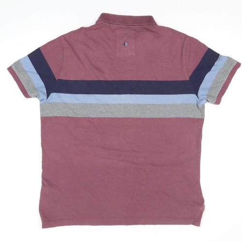 Fat Face Men's Purple Striped Polo Shirt L Regular Fit Cotton