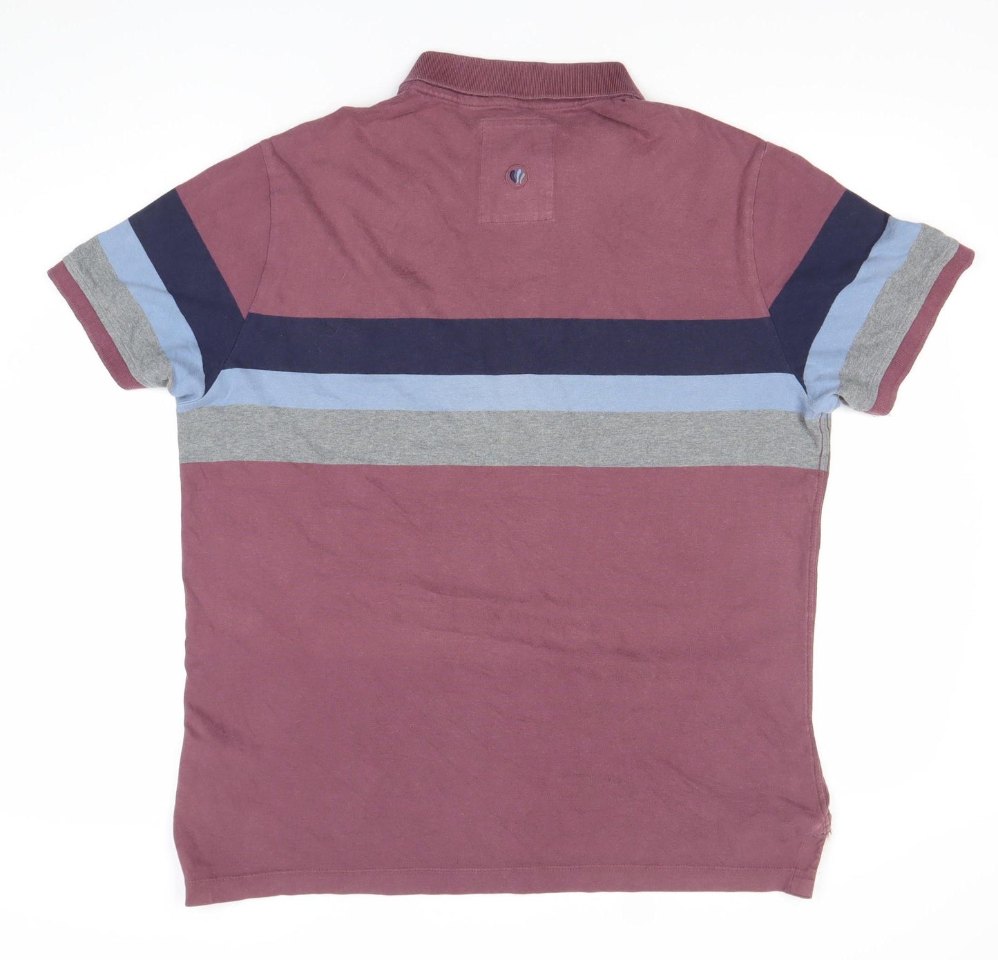 Fat Face Men's Purple Striped Polo Shirt L Regular Fit Cotton