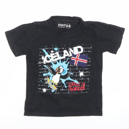Drifa Boys Black Puffin Graphic T-Shirt 4-6 Years Short Sleeve Cotton