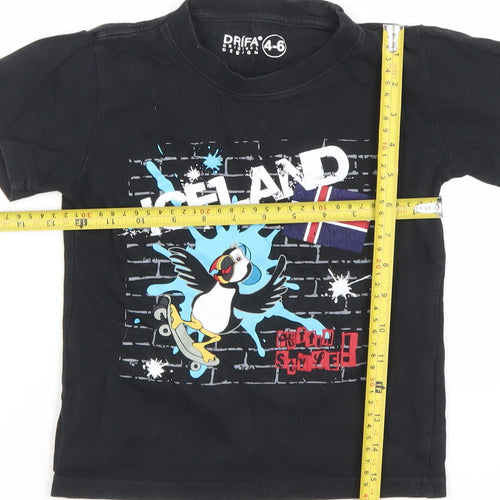 Drifa Boys Black Puffin Graphic T-Shirt 4-6 Years Short Sleeve Cotton