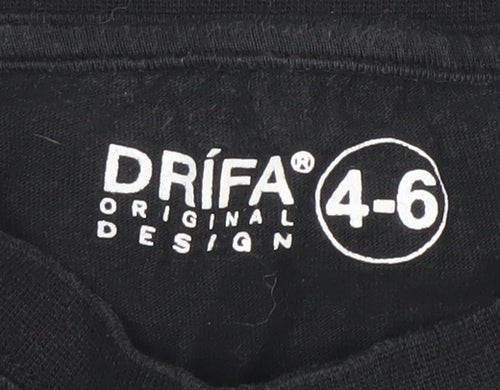 Drifa Boys Black Puffin Graphic T-Shirt 4-6 Years Short Sleeve Cotton