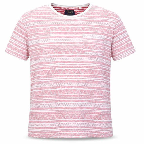 BHS Men’s Red Aztec Geometric XL Crew Neck T-Shirt Cotton Blend