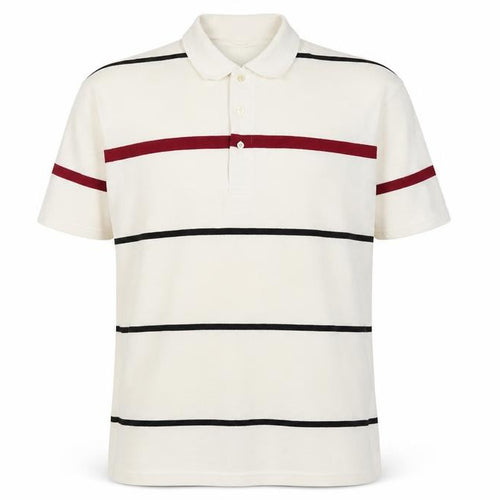 Pacific Flyer Men’s Ivory Striped Polo Shirt Size L Short Sleeve
