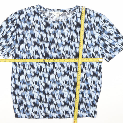 Marks and Spencer Women’s Blue Size 6 Geometric T-Shirt
