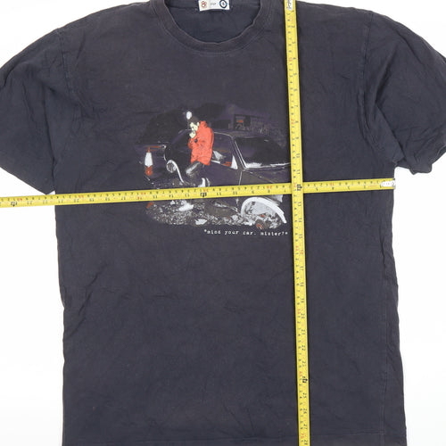 88 Casually Men’s Black Graphic T-Shirt Large Cotton Retro Crew Neck