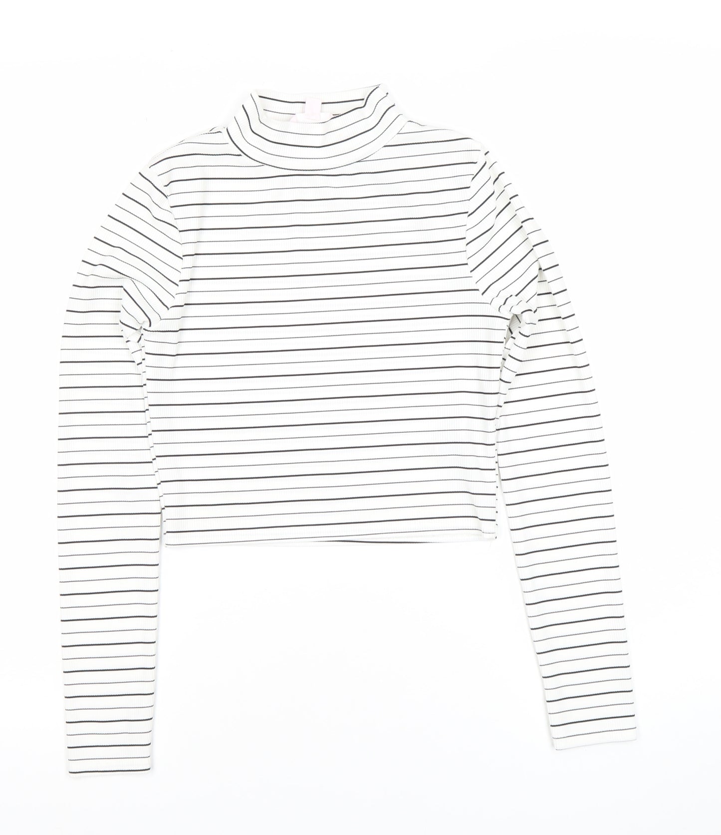 Marks and Spencer Petites Women’s White Striped Roll Neck Cropped Top Size 6