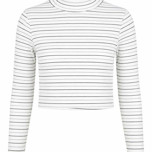 Marks and Spencer Petites Women’s White Striped Roll Neck Cropped Top Size 6