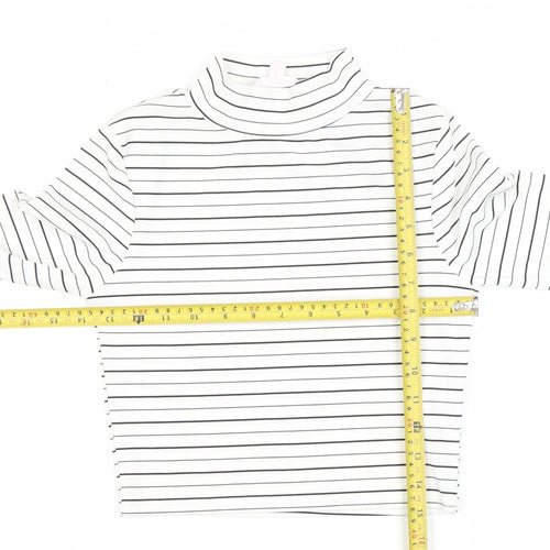 Marks and Spencer Petites Women’s White Striped Roll Neck Cropped Top Size 6