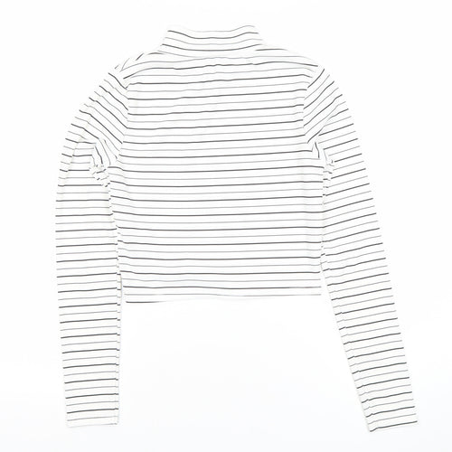 Marks and Spencer Petites Women’s White Striped Roll Neck Cropped Top Size 6