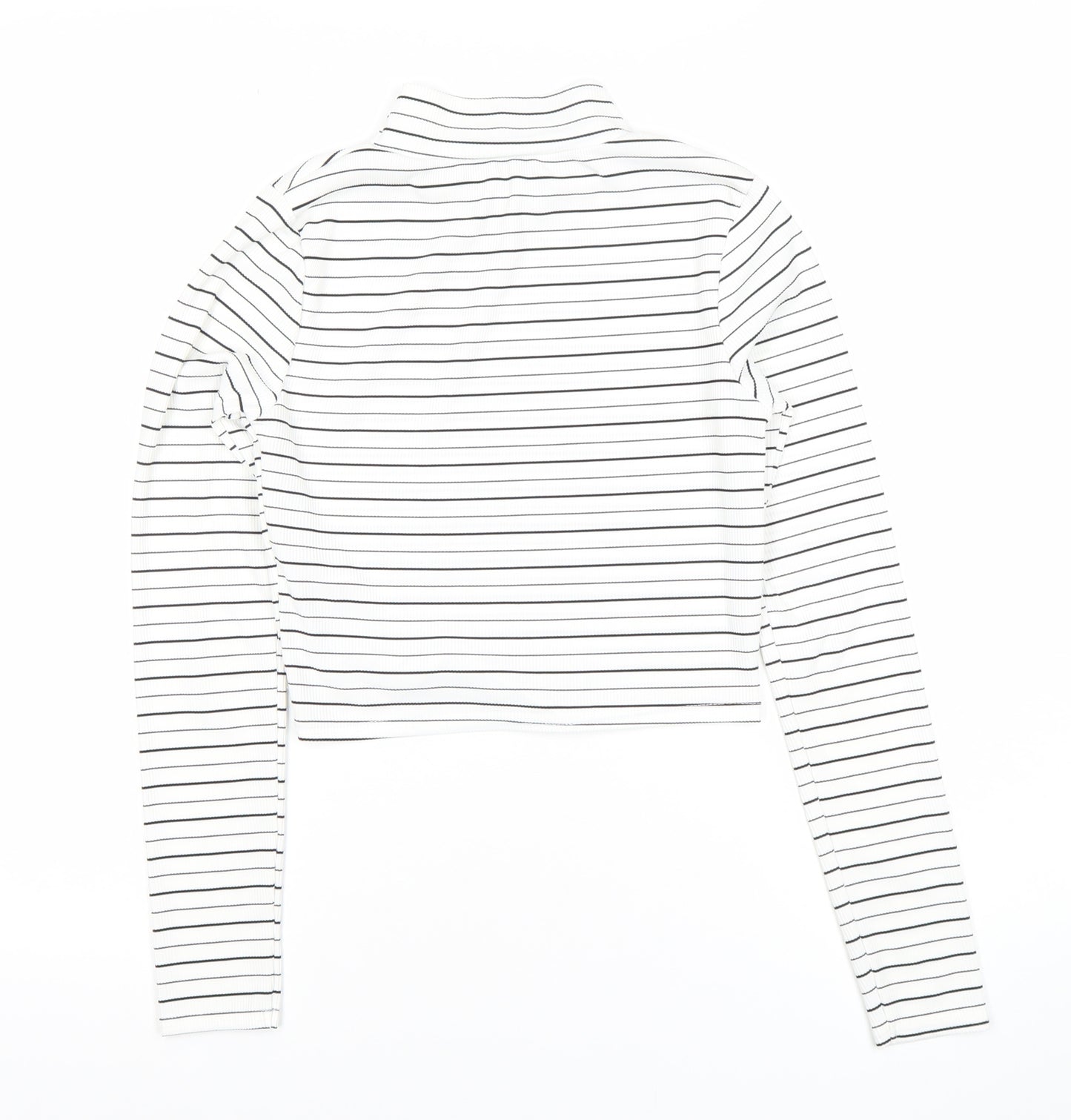 Marks and Spencer Petites Women’s White Striped Roll Neck Cropped Top Size 6