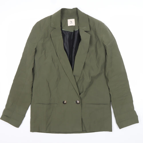 Tu Women Green Size 8 Double-Breasted Blazer Jacket