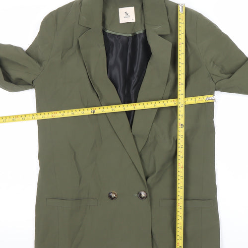 Tu Women Green Size 8 Double-Breasted Blazer Jacket