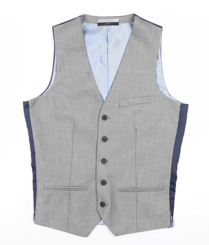Cedar Wood State Mens Grey Slim Fit Waistcoat XS 36 Chest Formal