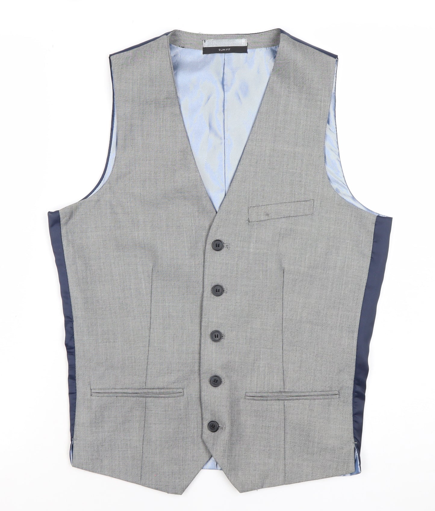 Cedar Wood State Mens Grey Slim Fit Waistcoat XS 36 Chest Formal