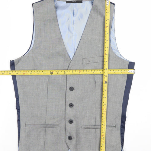 Cedar Wood State Mens Grey Slim Fit Waistcoat XS 36 Chest Formal