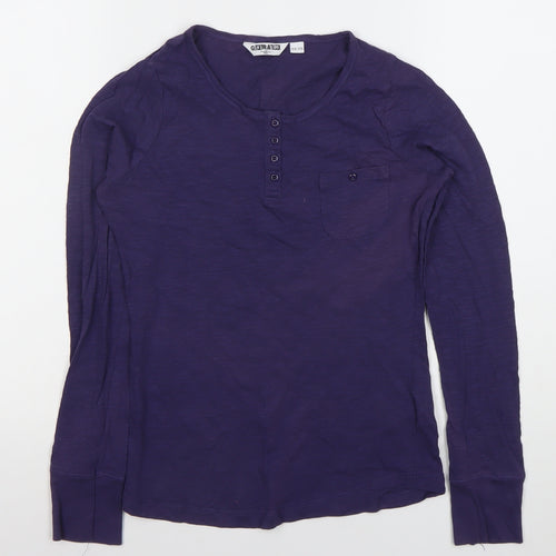 New Look Girls Purple Henley T-Shirt Long Sleeve 12-13 Years 100% Cotton