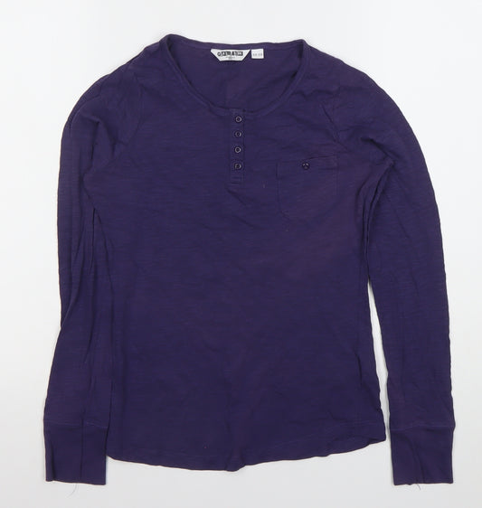 New Look Girls Purple Henley T-Shirt Long Sleeve 12-13 Years 100% Cotton