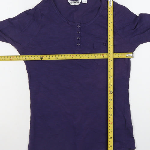 New Look Girls Purple Henley T-Shirt Long Sleeve 12-13 Years 100% Cotton