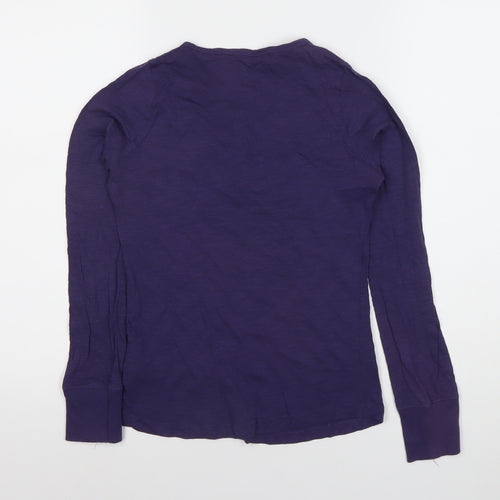 New Look Girls Purple Henley T-Shirt Long Sleeve 12-13 Years 100% Cotton