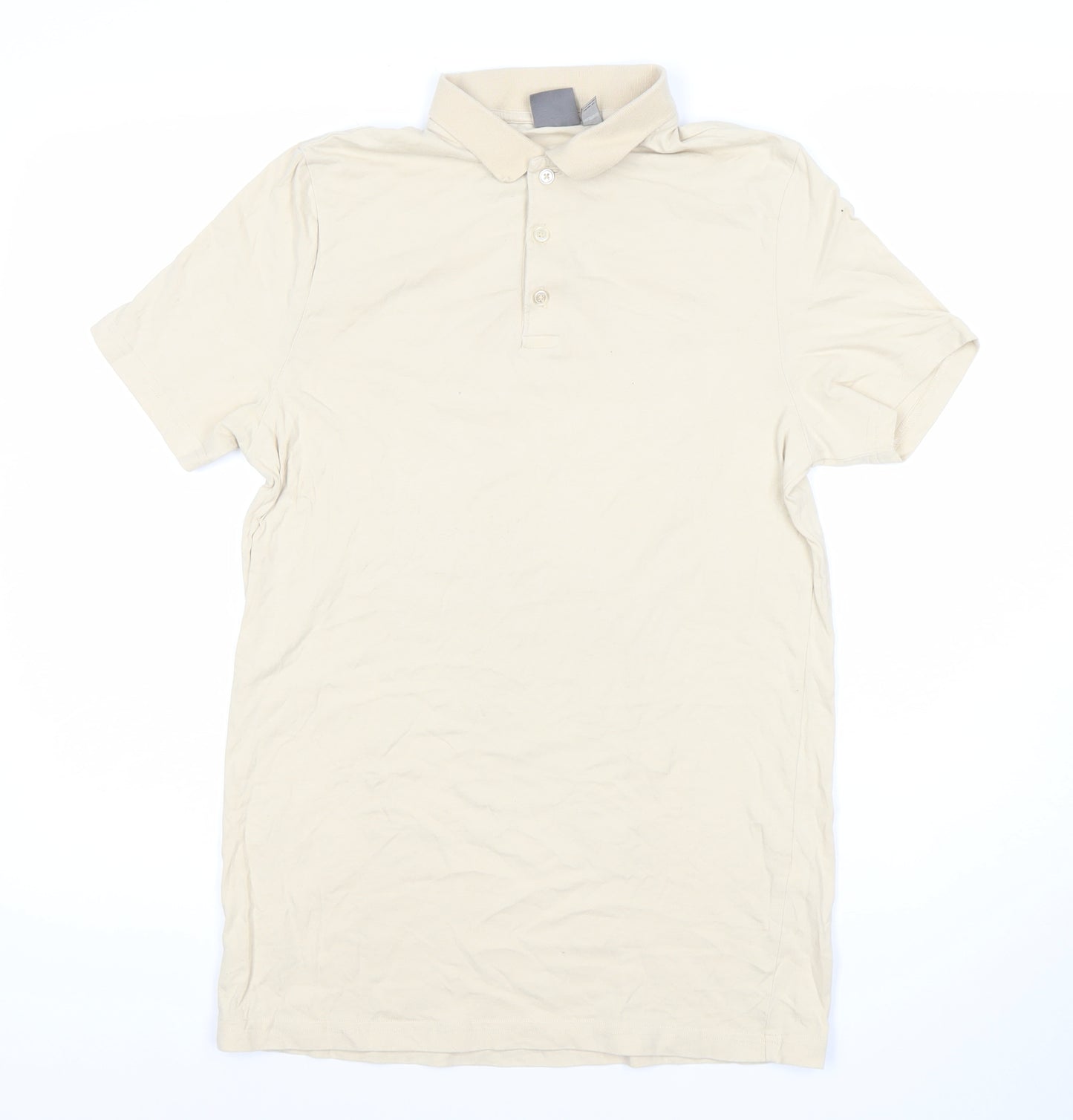ASOS Men’s Beige Slim Fit Polo Shirt M Short Sleeve Cotton