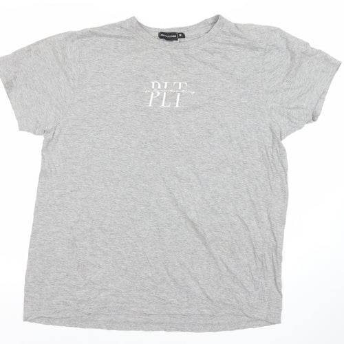 PrettyLittleThing Womens Grey T-Shirt M Short Sleeve Crew Neck Basic
