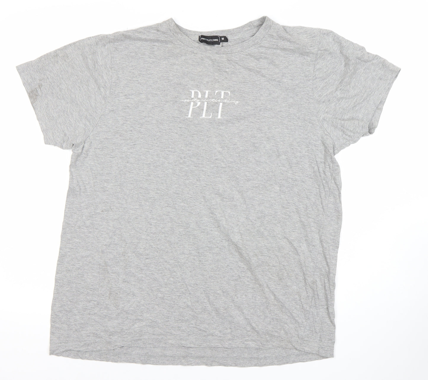PrettyLittleThing Womens Grey T-Shirt M Short Sleeve Crew Neck Basic