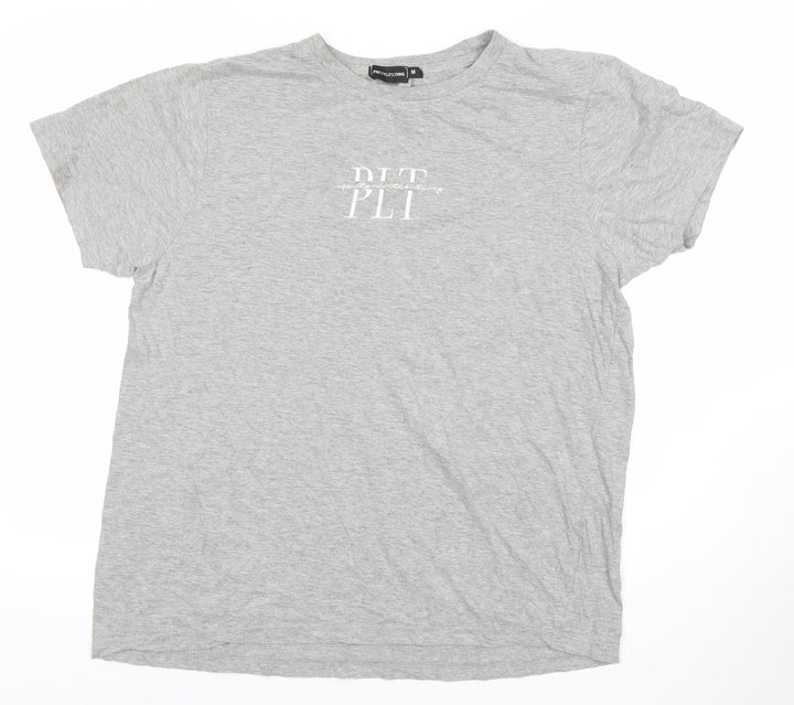 PrettyLittleThing Womens Grey T-Shirt M Short Sleeve Crew Neck Basic