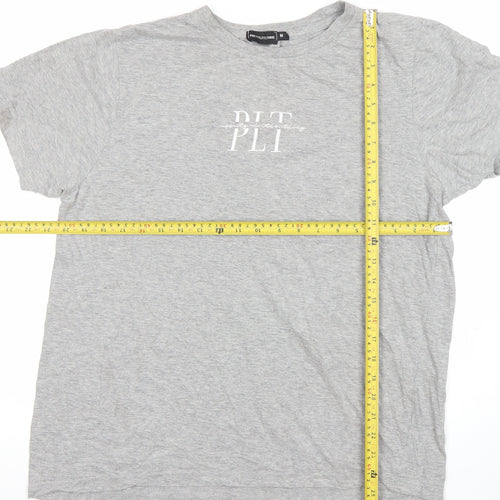 PrettyLittleThing Womens Grey T-Shirt M Short Sleeve Crew Neck Basic