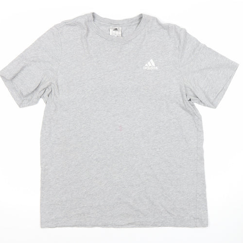 Adidas Mens Grey Cotton Crew Neck T-Shirt Size M