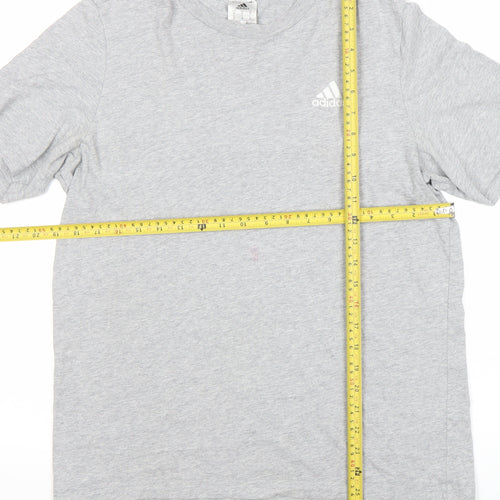 Adidas Mens Grey Cotton Crew Neck T-Shirt Size M
