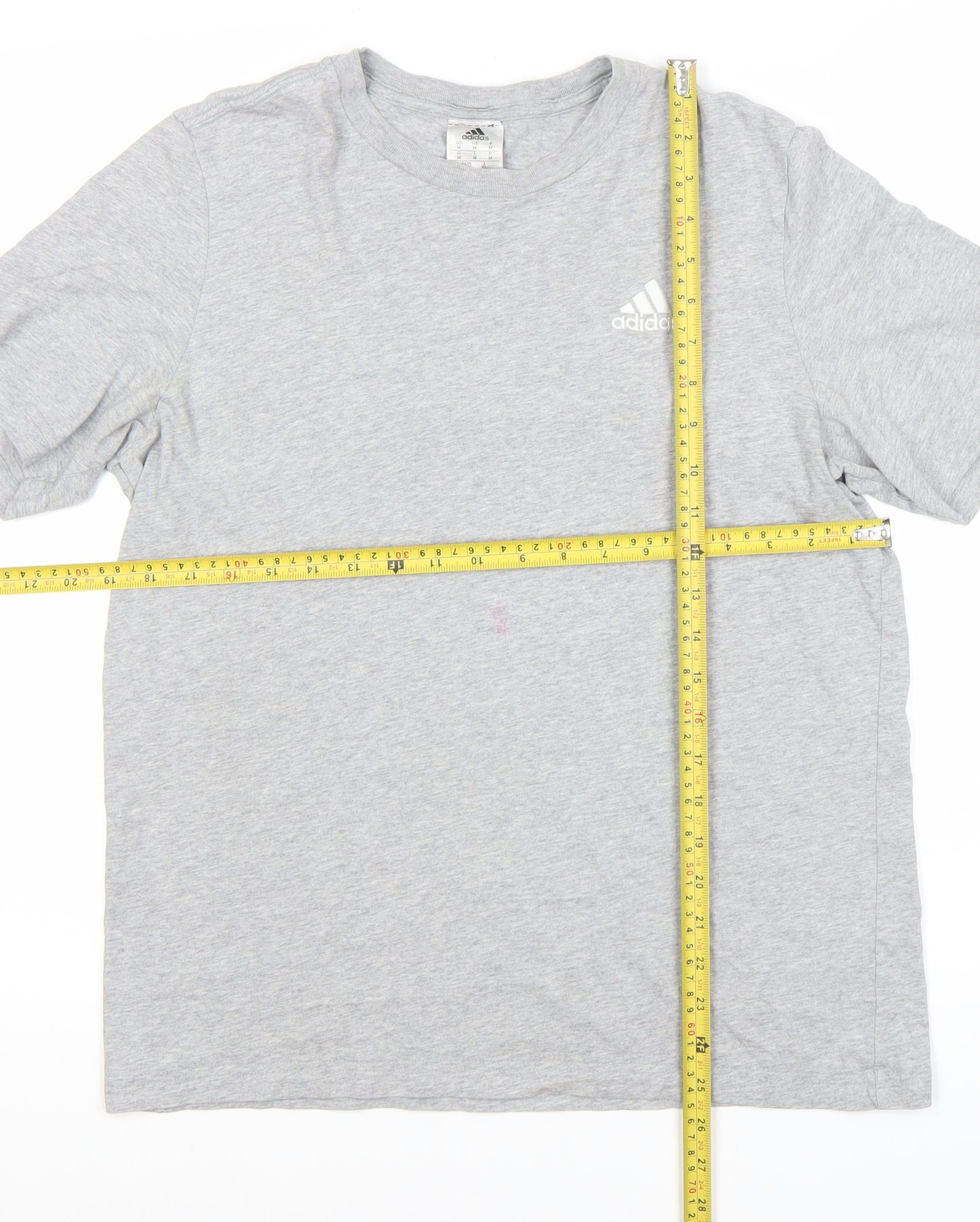 Adidas Mens Grey Cotton Crew Neck T-Shirt Size M