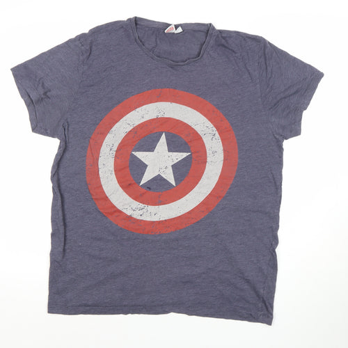 Marvel Avengers Captain America Blue XL Men's T-Shirt Crew Neck