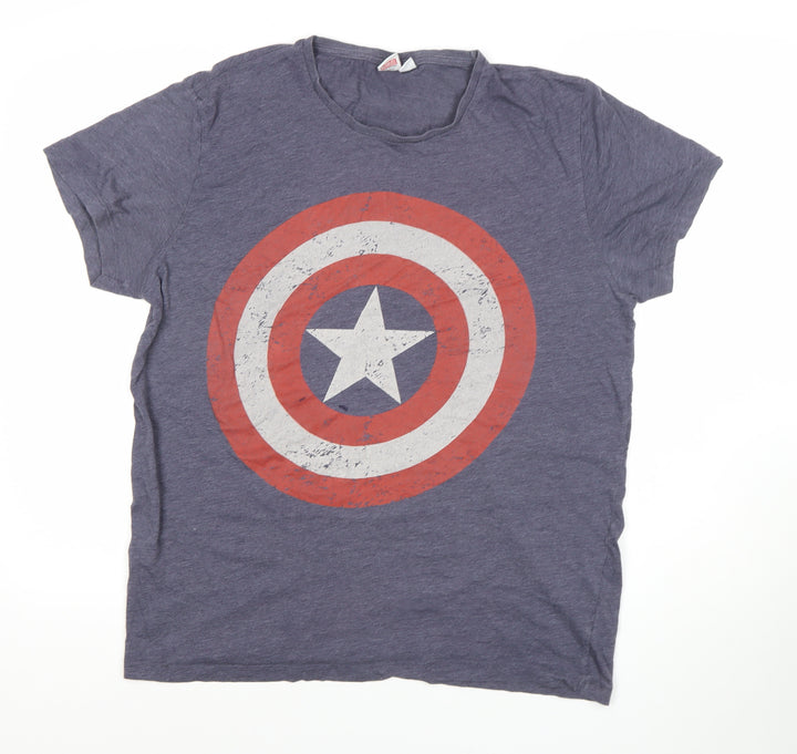 Marvel Avengers Captain America Blue XL Men's T-Shirt Crew Neck
