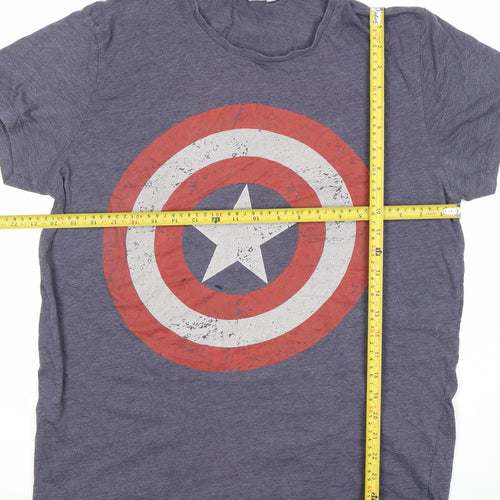 Marvel Avengers Captain America Blue XL Men's T-Shirt Crew Neck