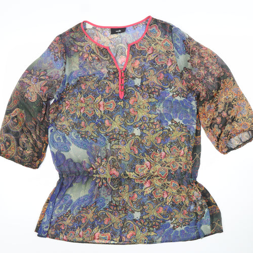 Wallis Women’s Multicoloured Paisley Sheer Tunic Blouse Size 14