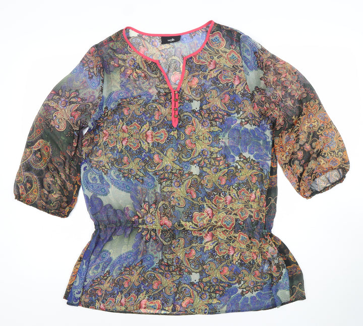 Wallis Women’s Multicoloured Paisley Sheer Tunic Blouse Size 14