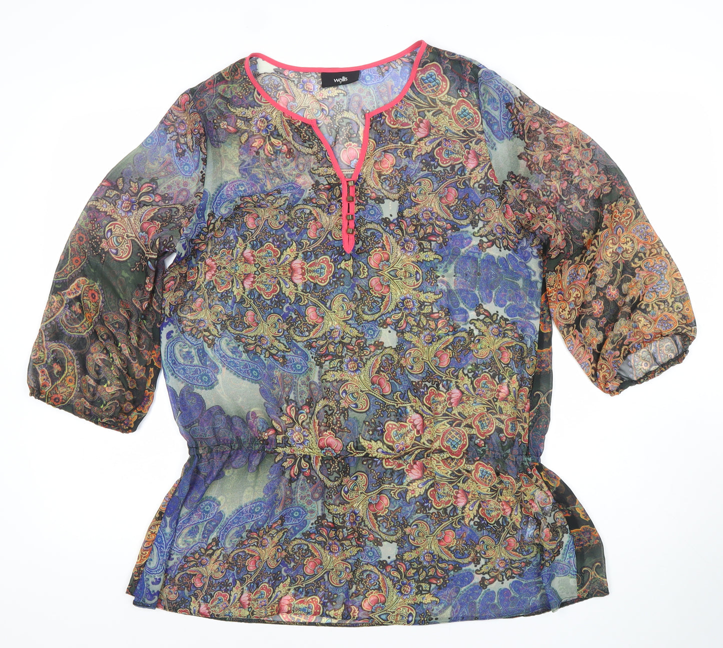Wallis Women’s Multicoloured Paisley Sheer Tunic Blouse Size 14