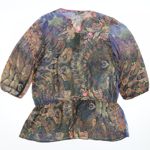 Wallis Women’s Multicoloured Paisley Sheer Tunic Blouse Size 14
