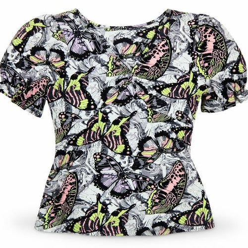 Next Women’s Multicoloured Butterfly Print Puff Sleeve Blouse UK 14