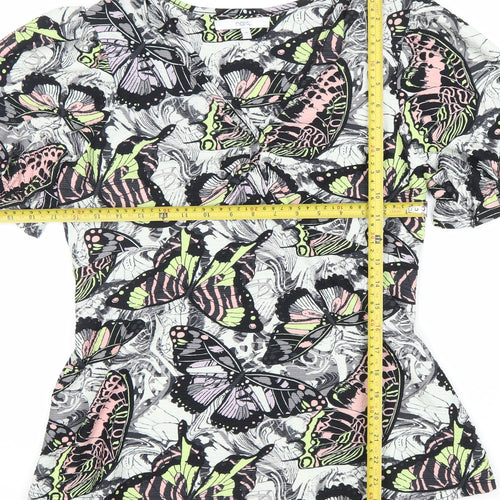 Next Women’s Multicoloured Butterfly Print Puff Sleeve Blouse UK 14
