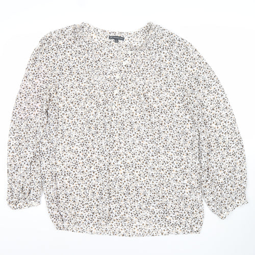 Adrianna Papell Women’s Multicoloured Floral Blouse XL Long Sleeve