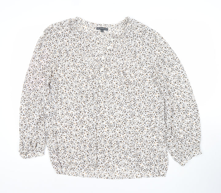 Adrianna Papell Women’s Multicoloured Floral Blouse XL Long Sleeve